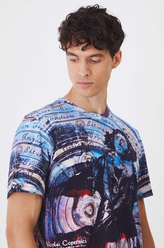 T-shirt bawełniany męski z domieszką elastanu z kolekcji Science by Peter Smolka kolor multicolor RW24-TSM454 multicolor RW24