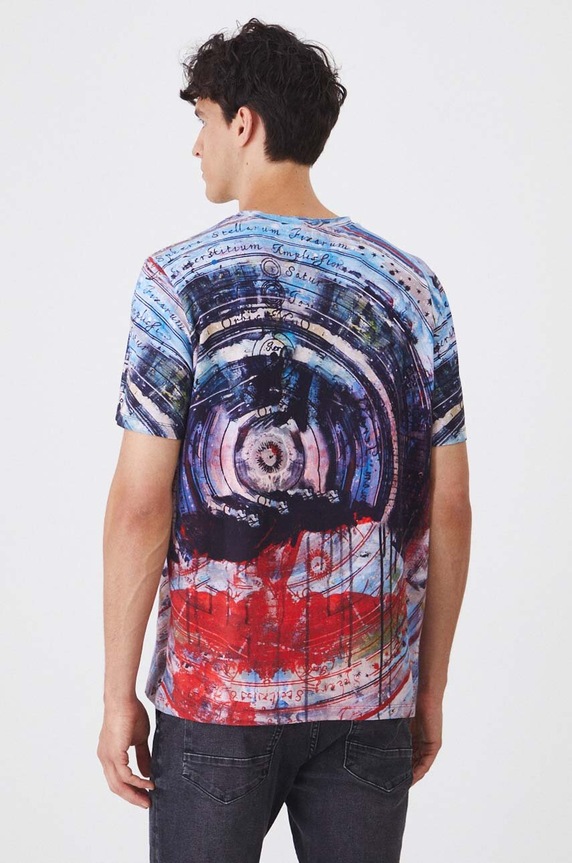 T-shirt bawełniany męski z domieszką elastanu z kolekcji Science by Peter Smolka kolor multicolor multicolor RW24-TSM454