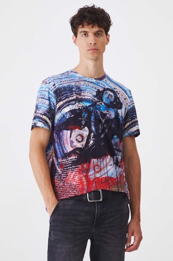 T-shirt bawełniany męski z domieszką elastanu z kolekcji Science by Peter Smolka kolor multicolor RW24-TSM454 multicolor