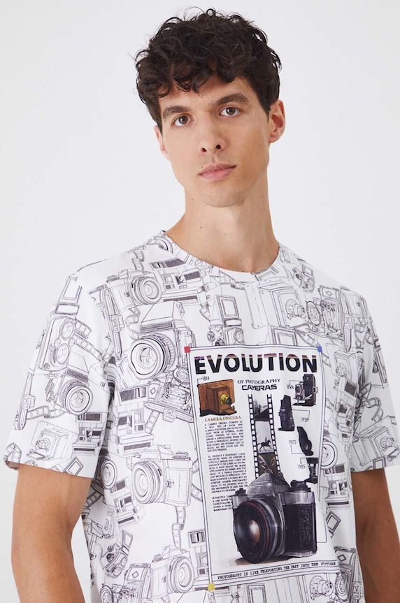 T-shirt bawełniany męski z domieszką elastanu z kolekcji Science kolor biały RW24-TSM458 biały RW24