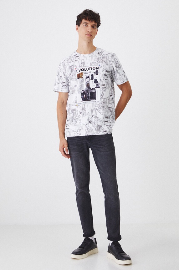 Odzież T-shirt bawełniany męski z domieszką elastanu z kolekcji Science kolor biały RW24-TSM458 biały