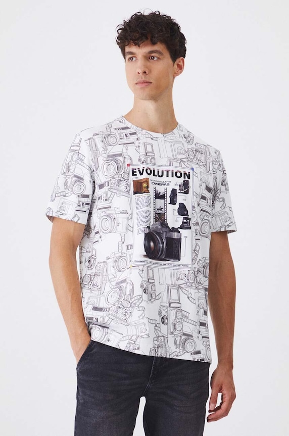 T-shirt bawełniany męski z domieszką elastanu z kolekcji Science kolor biały RW24-TSM458 biały