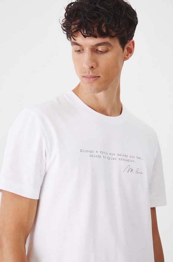 T-shirt bawełniany męski z domieszką elastanu z kolekcji Science kolor biały RW24-TSM461 biały RW24