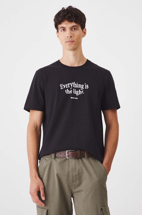 T-shirt bawełniany męski z domieszką elastanu z kolekcji Science kolor czarny RW24-TSM461 czarny RW24