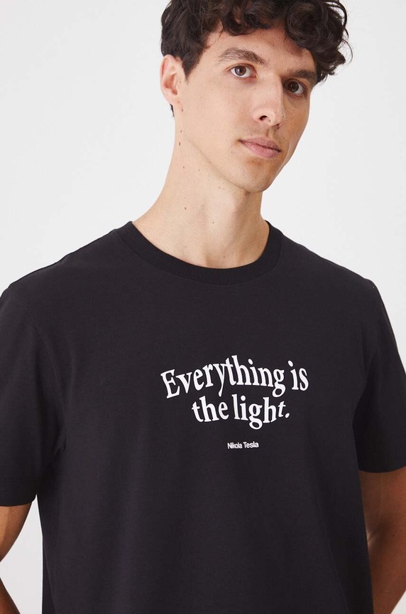 T-shirt bawełniany męski z domieszką elastanu z kolekcji Science kolor czarny RW24-TSM461 czarny