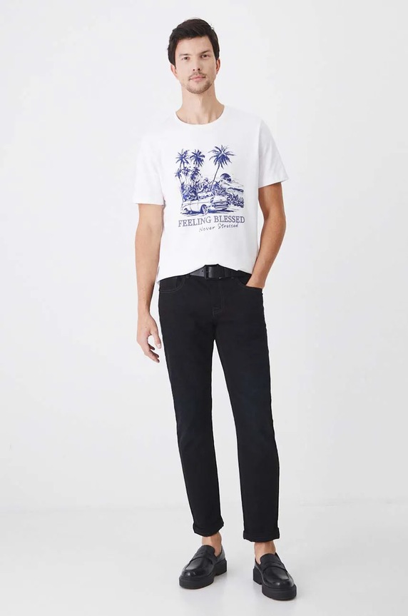 T-shirt bawełniany męski z nadrukiem kolor biały RW24-TSM485 biały RW24