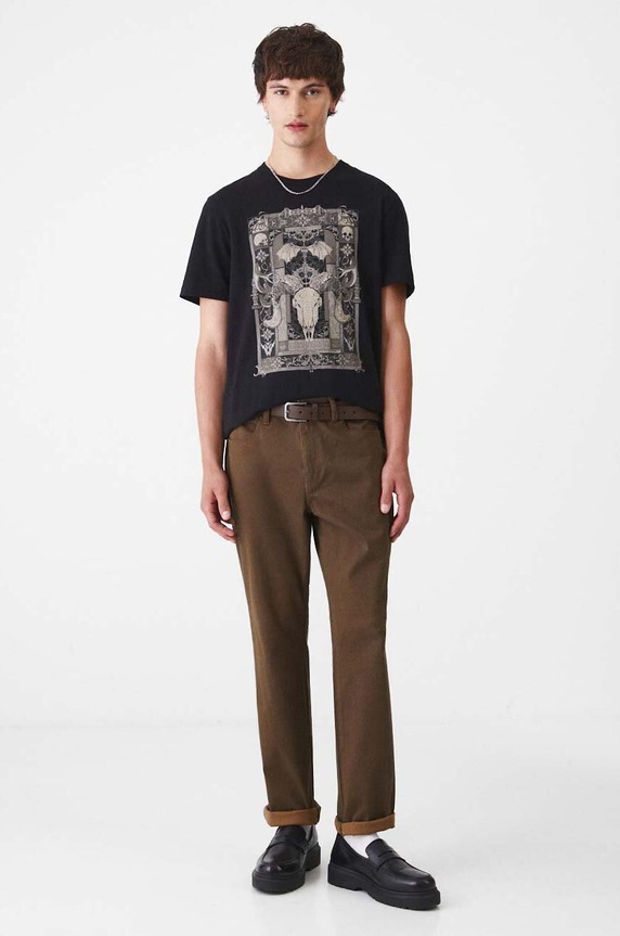 T-shirt bawełniany męski z domieszką elastanu z nadrukiem kolor czarny RW24-TSM504 czarny RW24
