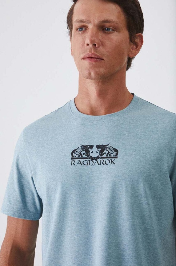 T-shirt męski z nadrukiem kolor niebieski niebieski RW24-TSM601