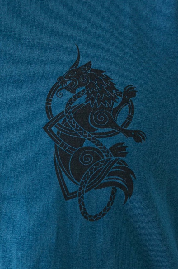 T-shirt bawełniany męski z domieszką elastanu z nadrukiem kolor turkusowy RW24-TSM602 turkusowy
