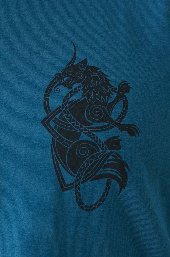 T-shirt bawełniany męski z domieszką elastanu z nadrukiem kolor turkusowy RW24-TSM602 turkusowy