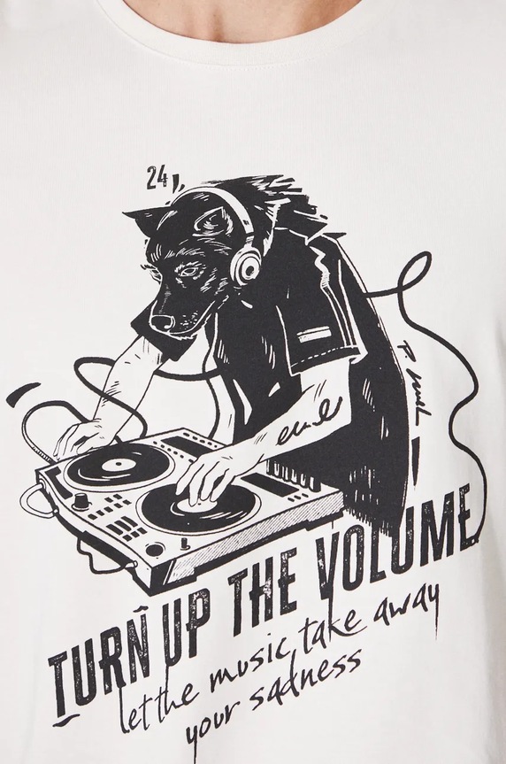 Bavlněné tričko s potiskem béžová barva RW24-TSM621 béžová