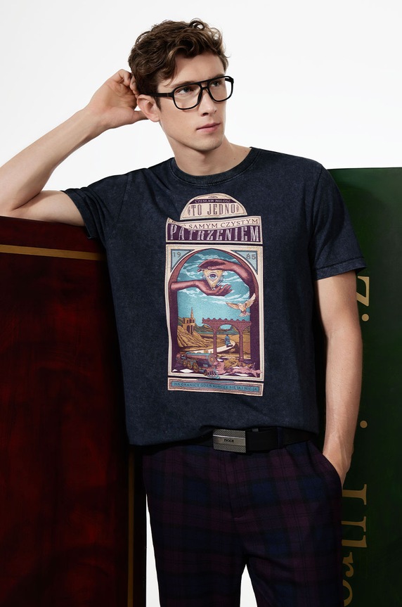 T-shirt bawełniany męski – Medicine z okazji roku Miłosza, kolor szary okrągły szary RW24-TSM650