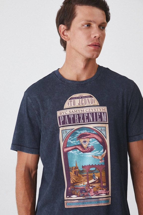 T-shirt bawełniany męski – Medicine z okazji roku Miłosza, kolor szary RW24-TSM650 szary RW24