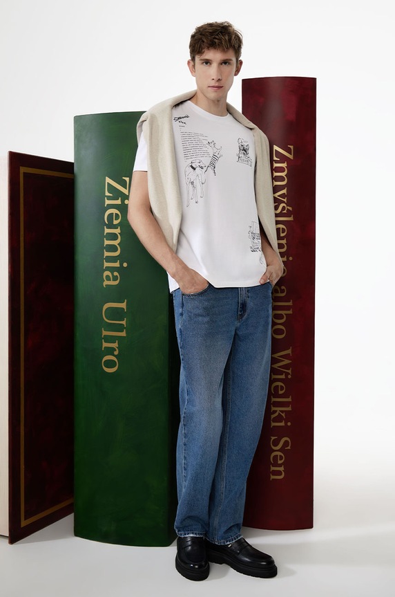 T-shirt bawełniany męski – Medicine z okazji roku Miłosza, kolor biały okrągły biały RW24-TSM652