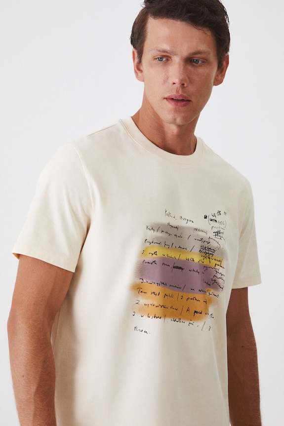 T-shirt bawełniany męski – Medicine z okazji roku Miłosza, kolor beżowy RW24-TSM653 beżowy RW24