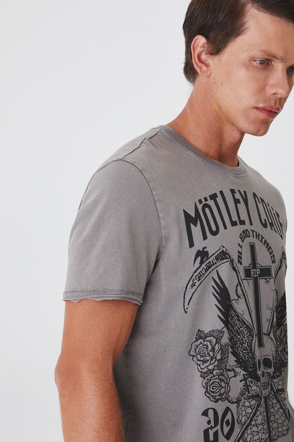 T-shirt bawełniany męski Mötley Crüe kolor szary szary RW24-TSM673