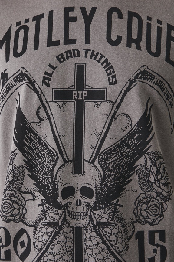 T-shirt bawełniany męski Mötley Crüe kolor szary RW24-TSM673 szary
