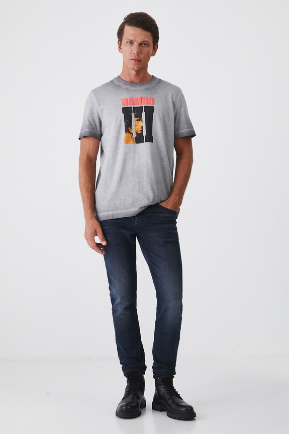 T-shirt bawełniany męski Rambo III kolor szary RW24-TSM674 szary RW24