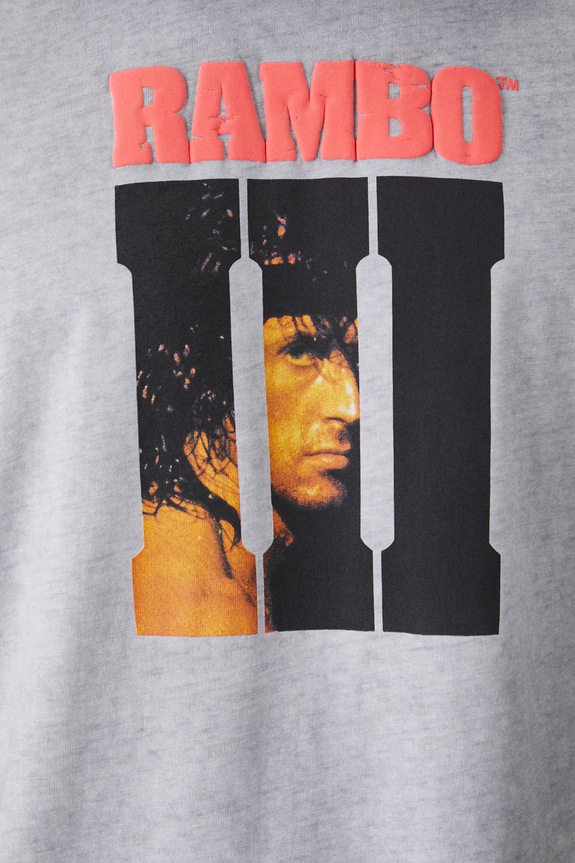T-shirt bawełniany męski Rambo III kolor szary RW24-TSM674 szary