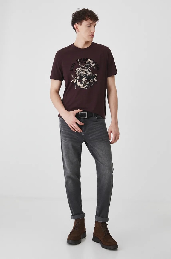 T-shirt bawełniany męski z nadrukiem kolor fioletowy RW24-TSM802 fioletowy RW24