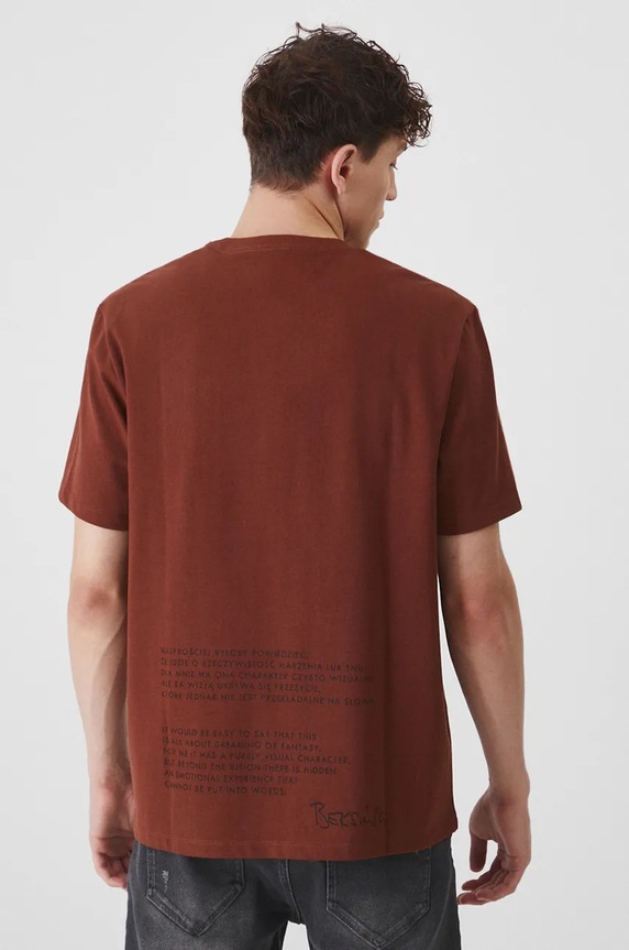 Odzież T-shirt bawełniany męski z kolekcji Zdzisław Beksiński x Medicine kolor pomarańczowy RW24-TSM859 pomarańczowy