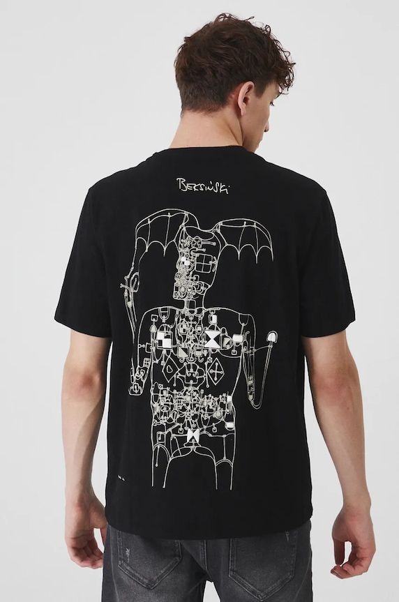 T-shirt bawełniany męski z kolekcji Zdzisław Beksiński x Medicine kolor czarny czarny RW24-TSM862