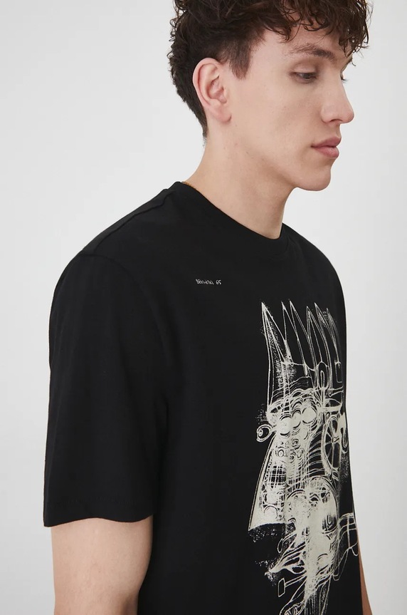 T-shirt bawełniany męski z kolekcji Zdzisław Beksiński x Medicine kolor czarny RW24-TSM862 czarny
