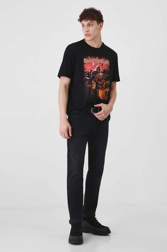 T-shirt bawełniany męski Iron Maiden kolor czarny RW24-TSM870 czarny RW24