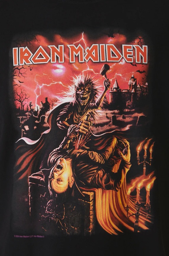T-shirt bawełniany męski Iron Maiden kolor czarny RW24-TSM870 czarny