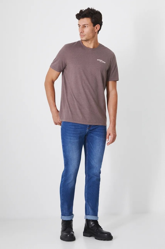 T-shirt męski z nadrukiem kolor brązowy RW24-TSM903 brązowy RW24