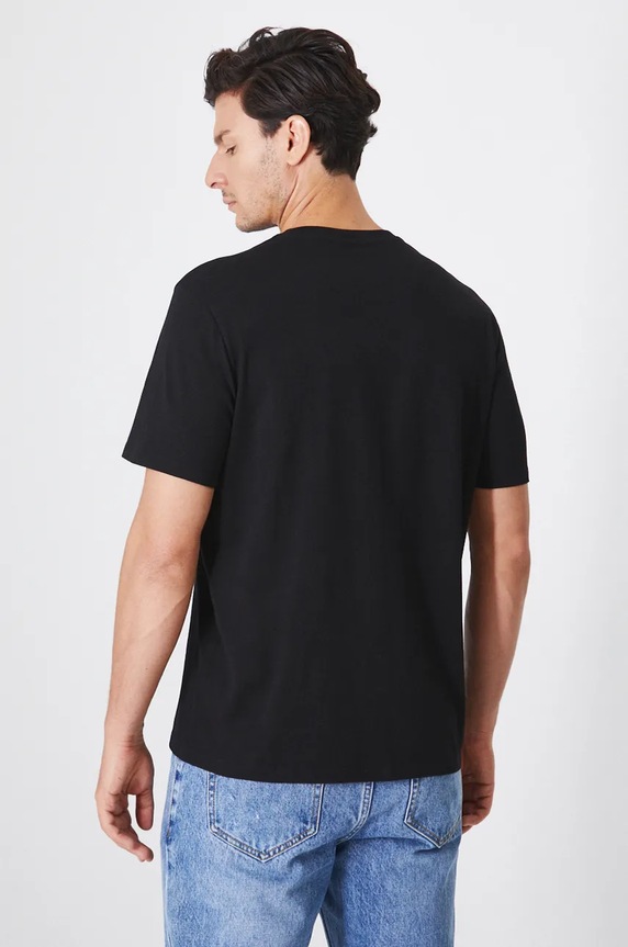 Odzież T-shirt bawełniany męski z nadrukiem kolor czarny RW24-TSM904 czarny