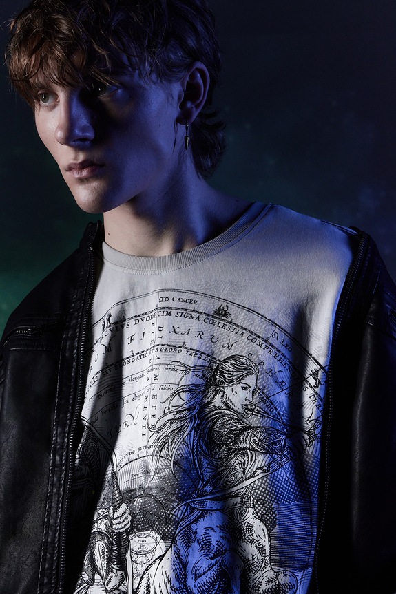 T-shirt bawełniany męski z kolekcji Zodiak - Strzelec kolor szary RW24-TSM950