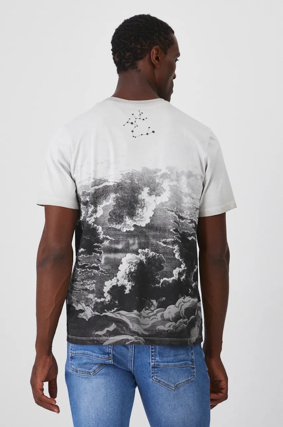 T-shirt bawełniany męski z kolekcji Zodiak - Strzelec kolor szary szary RW24-TSM950