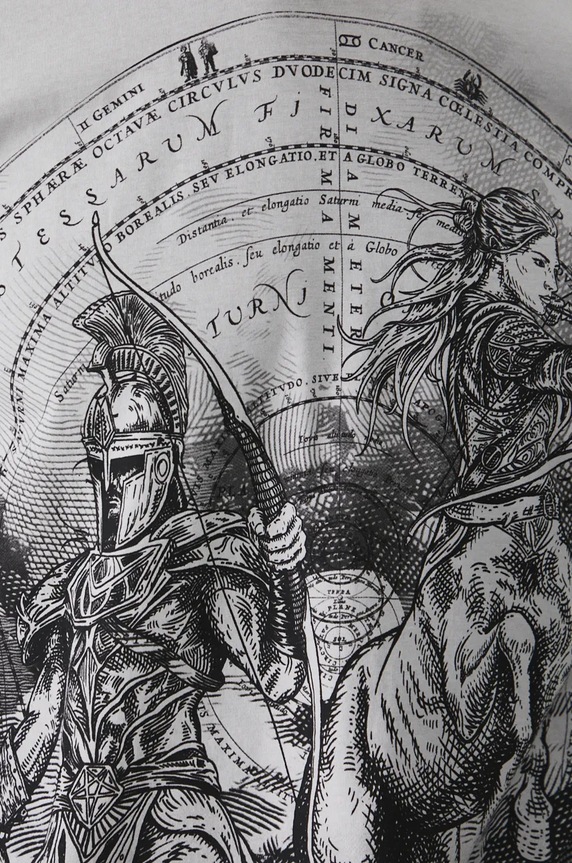 T-shirt bawełniany męski z kolekcji Zodiak - Strzelec kolor szary RW24-TSM950