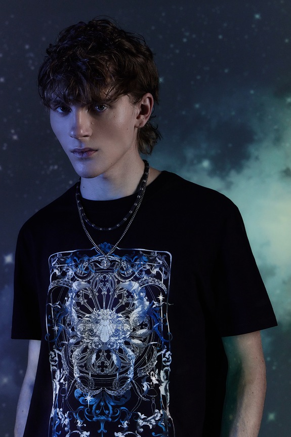 T-shirt bawełniany męski z kolekcji Zodiak - Rak kolor czarny RW24-TSM956