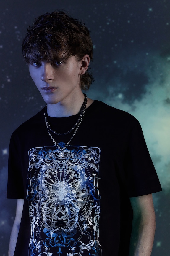 T-shirt bawełniany męski z kolekcji Zodiak - Rak kolor czarny RW24-TSM956