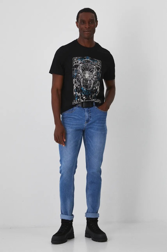 Odzież T-shirt bawełniany męski z kolekcji Zodiak - Rak kolor czarny RW24-TSM956 czarny