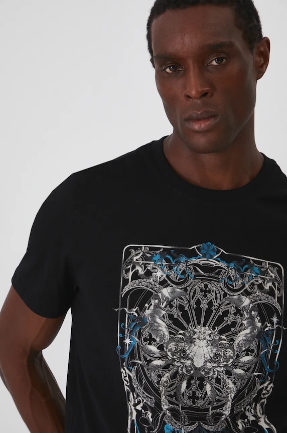 T-shirt bawełniany męski z kolekcji Zodiak - Rak kolor czarny RW24-TSM956 czarny