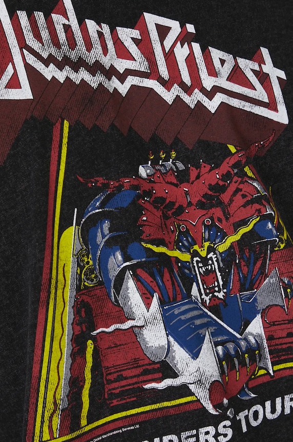 T-shirt bawełniany męski Judas Priest kolor szary RW24-TSMA70 szary