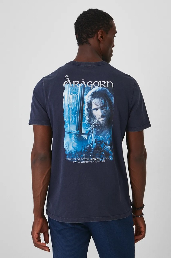 T-shirt bawełniany męski z kolekcji The Lord of the Rings kolor granatowy RW24-TSMA80 granatowy RW24