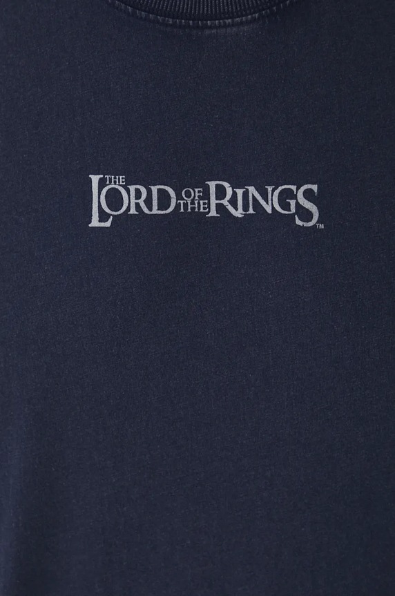 T-shirt bawełniany męski z kolekcji The Lord of the Rings kolor granatowy RW24-TSMA80