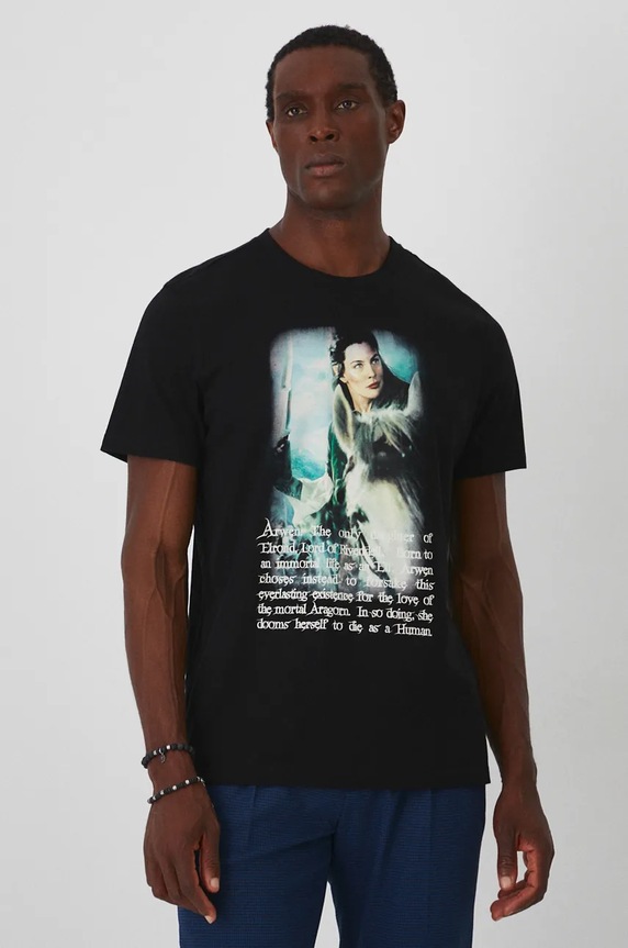 T-shirt bawełniany męski z kolekcji The Lord of the Rings kolor czarny RW24-TSMA87 czarny RW24