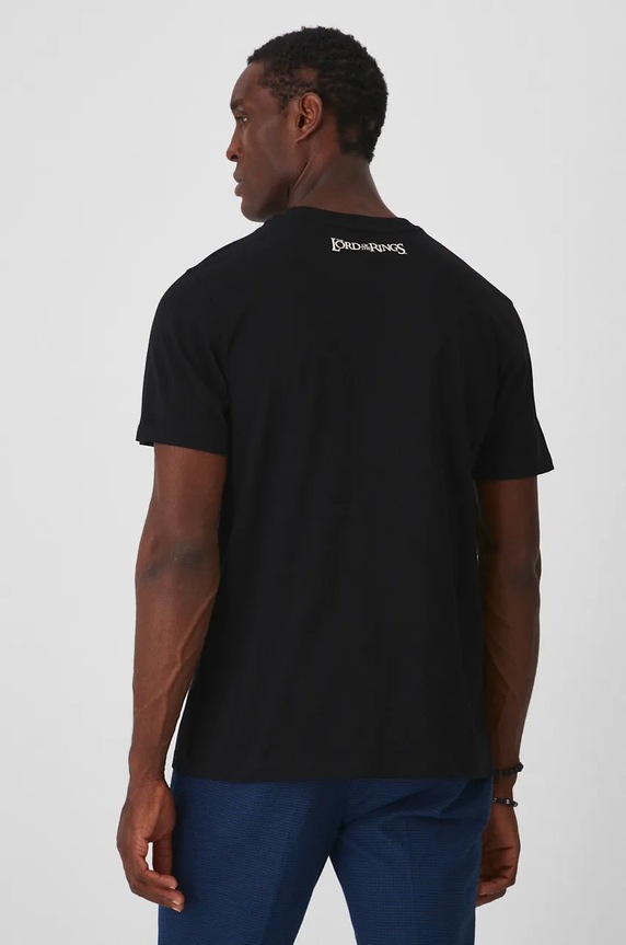T-shirt bawełniany męski z kolekcji The Lord of the Rings kolor czarny czarny RW24-TSMA87