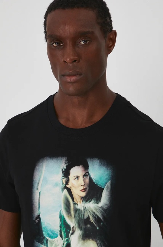 T-shirt bawełniany męski z kolekcji The Lord of the Rings kolor czarny RW24-TSMA87 czarny