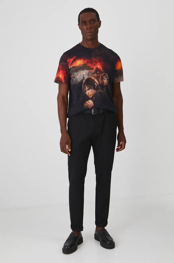 Odzież T-shirt bawełniany męski z kolekcji The Lord of the Rings kolor czarny RW24.TSMA88 czarny