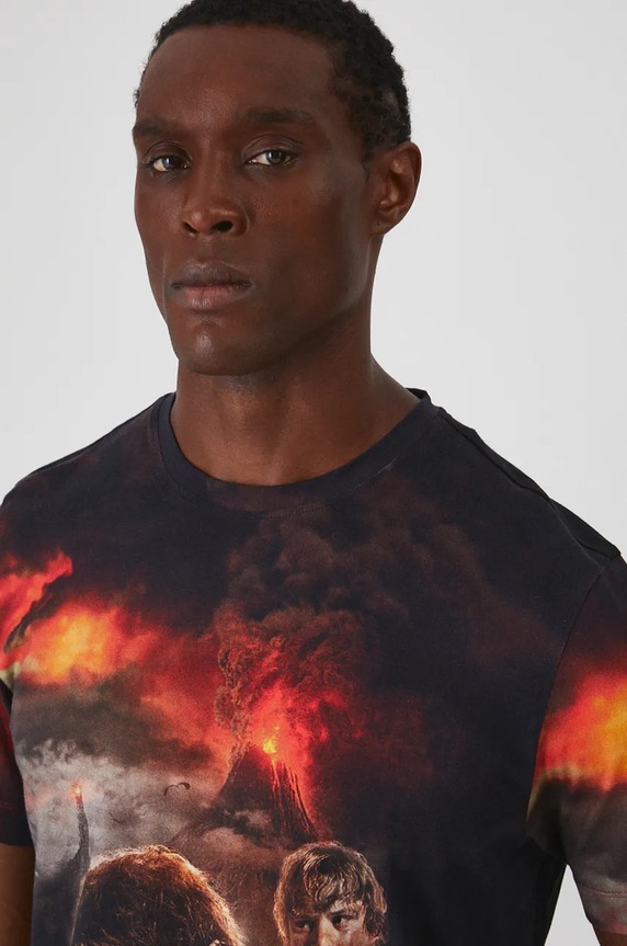 T-shirt bawełniany męski z kolekcji The Lord of the Rings kolor czarny RW24.TSMA88 czarny