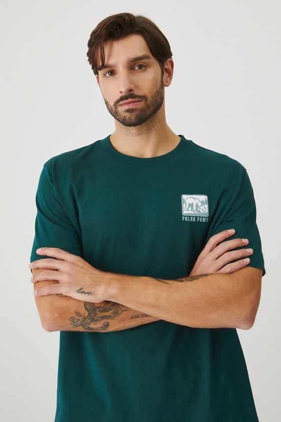 T-shirt bawełniany męski kolor turkusowy bawełna turkusowy RW24-TSMB20
