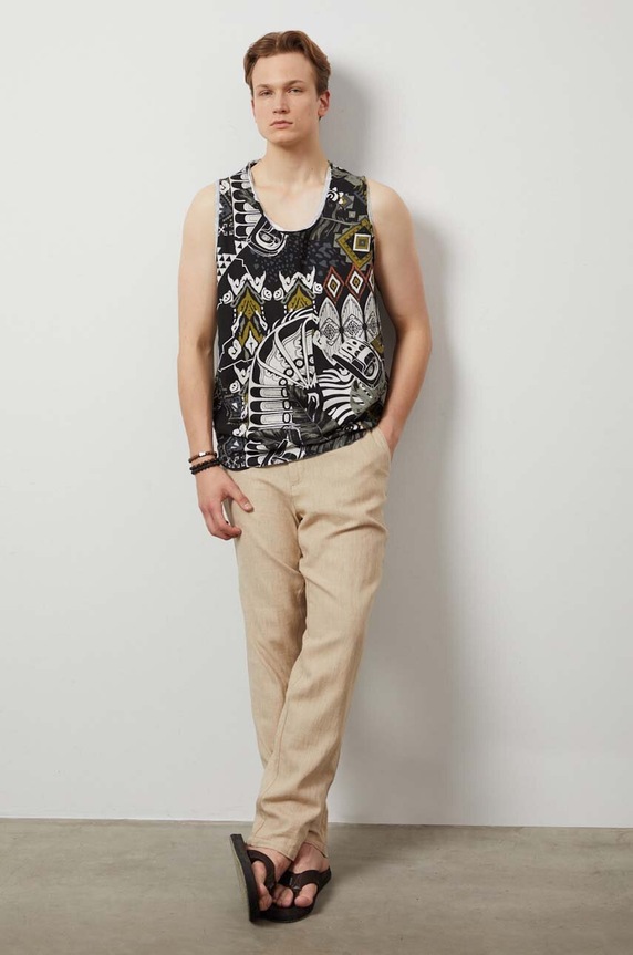 T-shirt bawełniany męski bez rękawów wzorzysty kolor multicolor RW24-TTM200 multicolor RW24