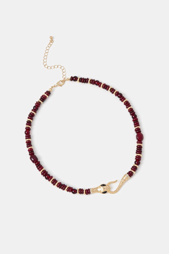 Medicine colier piatră naturală burgundia RW25-ASD902