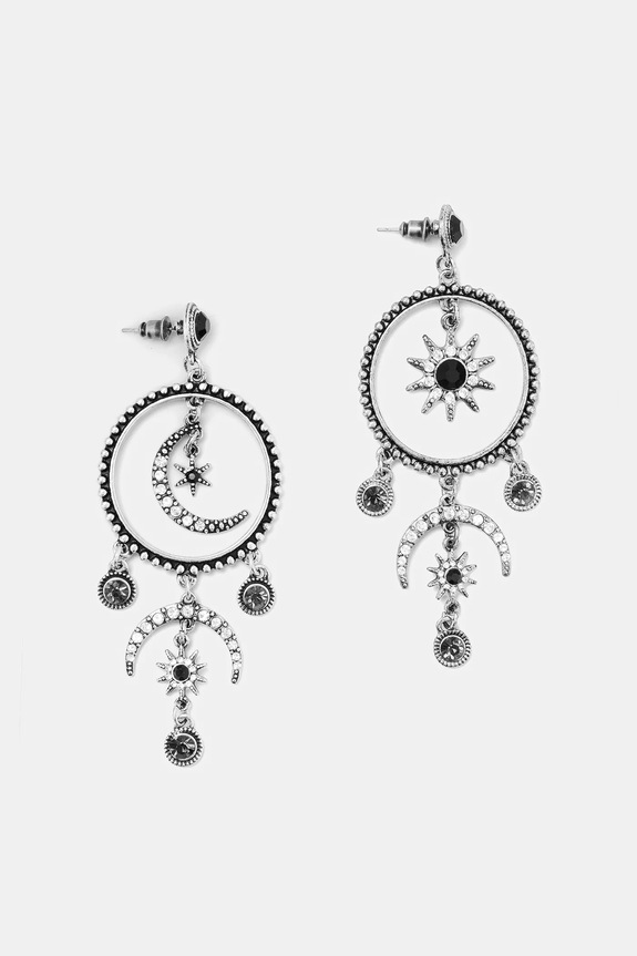 Kolczyki damskie z ozdobnymi zawieszkami srebrny RW25-AUD301